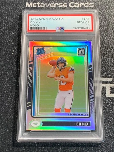 2024 Panini Donruss Optic Bo Nix RC Rated Rookie Silver Holo #209 Broncos PSA 10