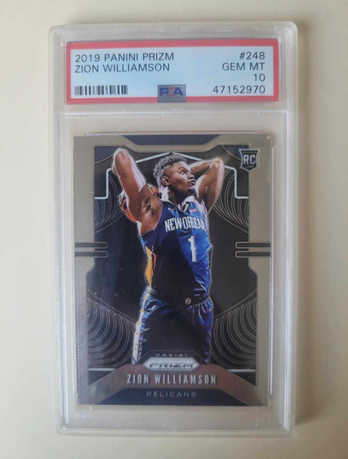 Panini 2019-20 Prizm Zion Williamson Rookie #248 Ball Behind Head PSA