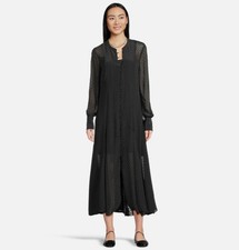 NWT $178 Madewell Suzy Dress Viscose Clip Dot Jacquard Maxi Dress in Black Sze S