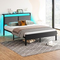 Foubam Double Size Bed Frame RGB LED Headboard USB Ports 4ft 6 Boxed