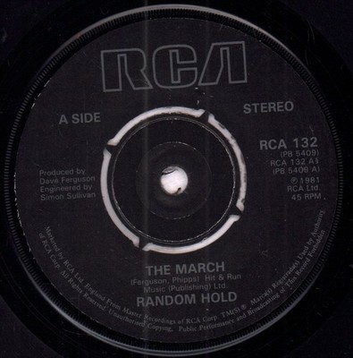 Random Hold March 7'' vinyl UK Rca 1981 4 prong label design in white paper outer
