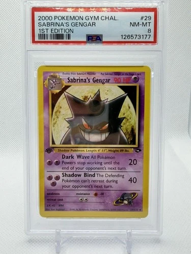 2000 POKEMON GYM CHALLENGE 1ST ED #29 SABRINA'S GENGAR PSA 8