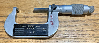 Brown & Sharpe TESA 01.20102 Standard Outside Micrometer, 1-2'' Range Swiss Made