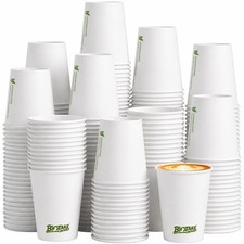 12 oz Paper Coffee Cups, 300 Pack Bulk White Disposable Paper Cups for Hot & ...