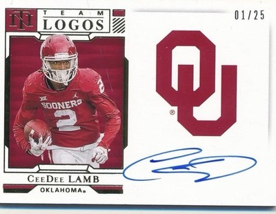 CEEDEE LAMB 2020 NATIONAL TREASURES RC ROOKIE TEAM LOGO AUTOGRAPH SP AUTO #01/25