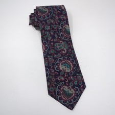 Bert Pulitzer Paisely Floral Red Blue Made in USA Classic Mens Neck Tie