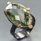 Handmade 24 ct+ Natural Green Amethyst Ring 925 Sterling Silver Size 8 /R443269