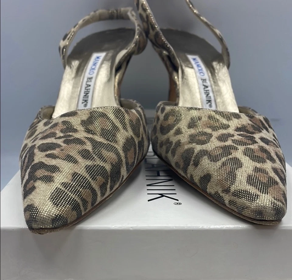 Zapatos para mujer Manolo Blahnik estampado de leopardo carolyne 38,5 con caja y bolsa antipolvo Foto 2 de 4