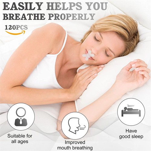 120Pcs X Shape Sleep Strips Bruxism Tape For Sleeping Anti Snore Teeth Grinding - Picture 7 of 9