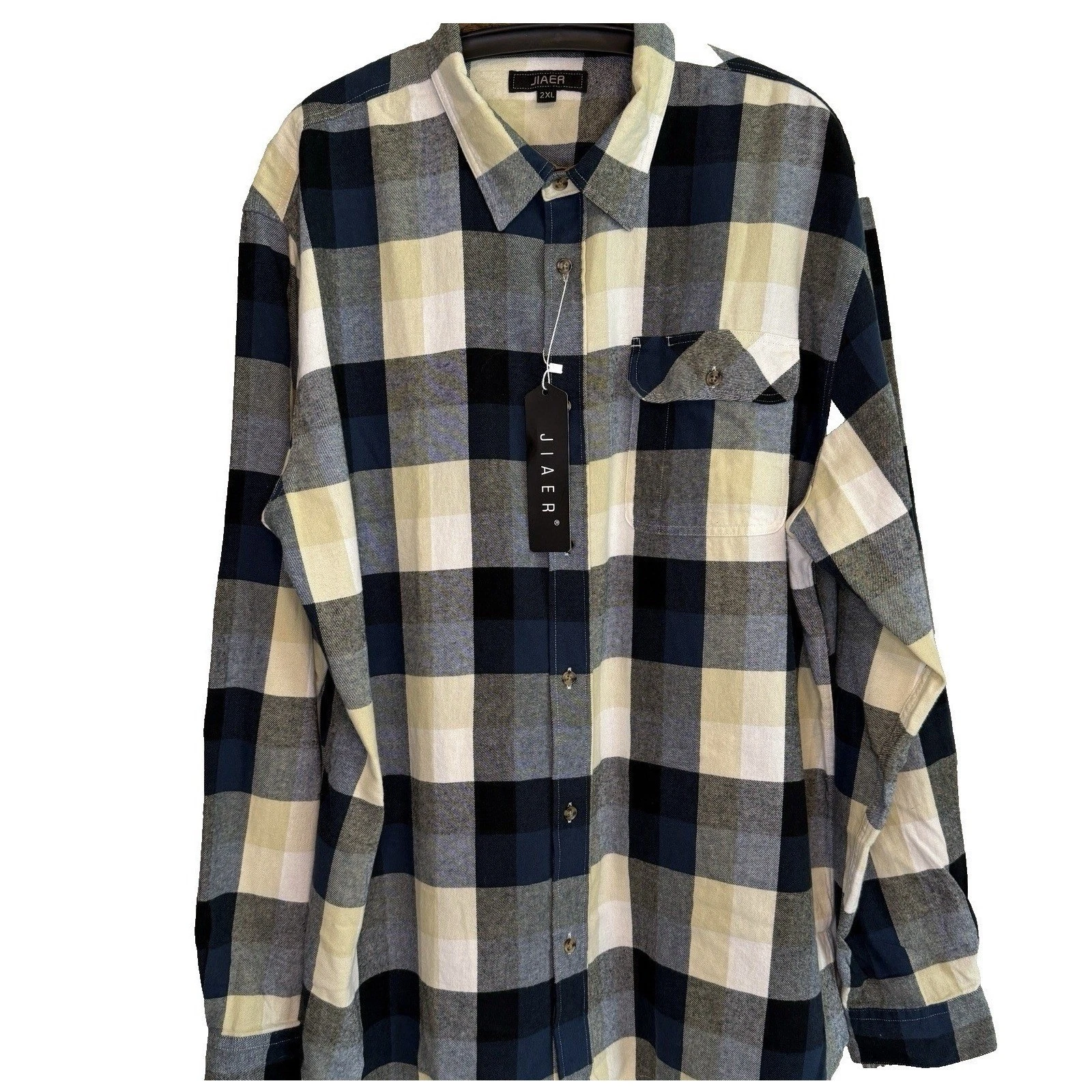 JIAER Mens Buffalo Plaid Flannel Button Shirt 2XL Casual Outdoors Rugged Utility