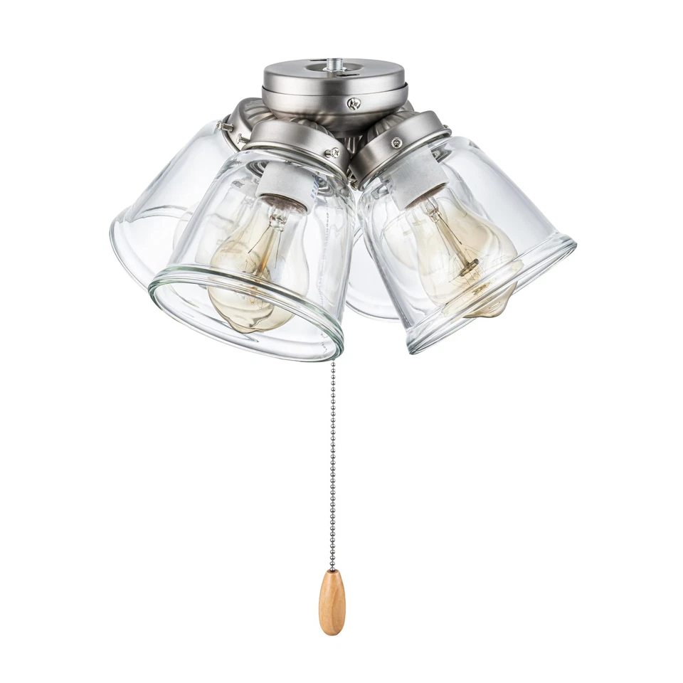 22016-1, Four-Light Ceiling Fan Light Kit with Pull Chain, Brushed Nickel Fin... - Image 3 of 4