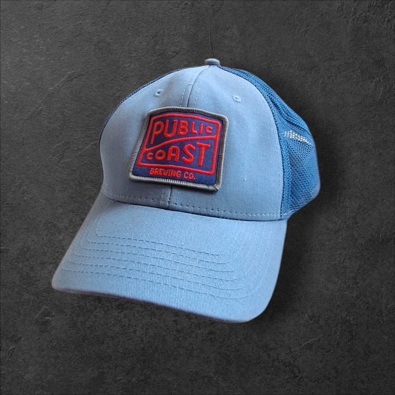 Public Coast Brewing Co Cannon Beach Oregon Blue Trucker Snapback Hat  NWOT 
