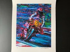 Steady EDDIE LAWSON abstract ART by Lee Bivens MotoGP legend riding the Yamaha