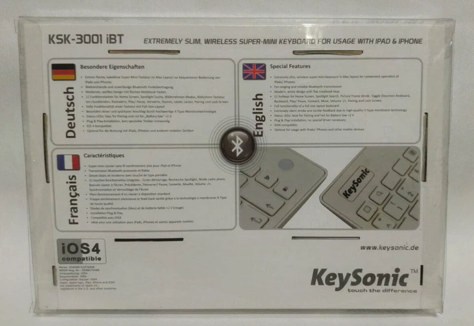 KeySonic Wireless Mini Keyboard KSK-3001 iBT Tastatur für iPad Iphone Bluetooth - Bild 2 von 3