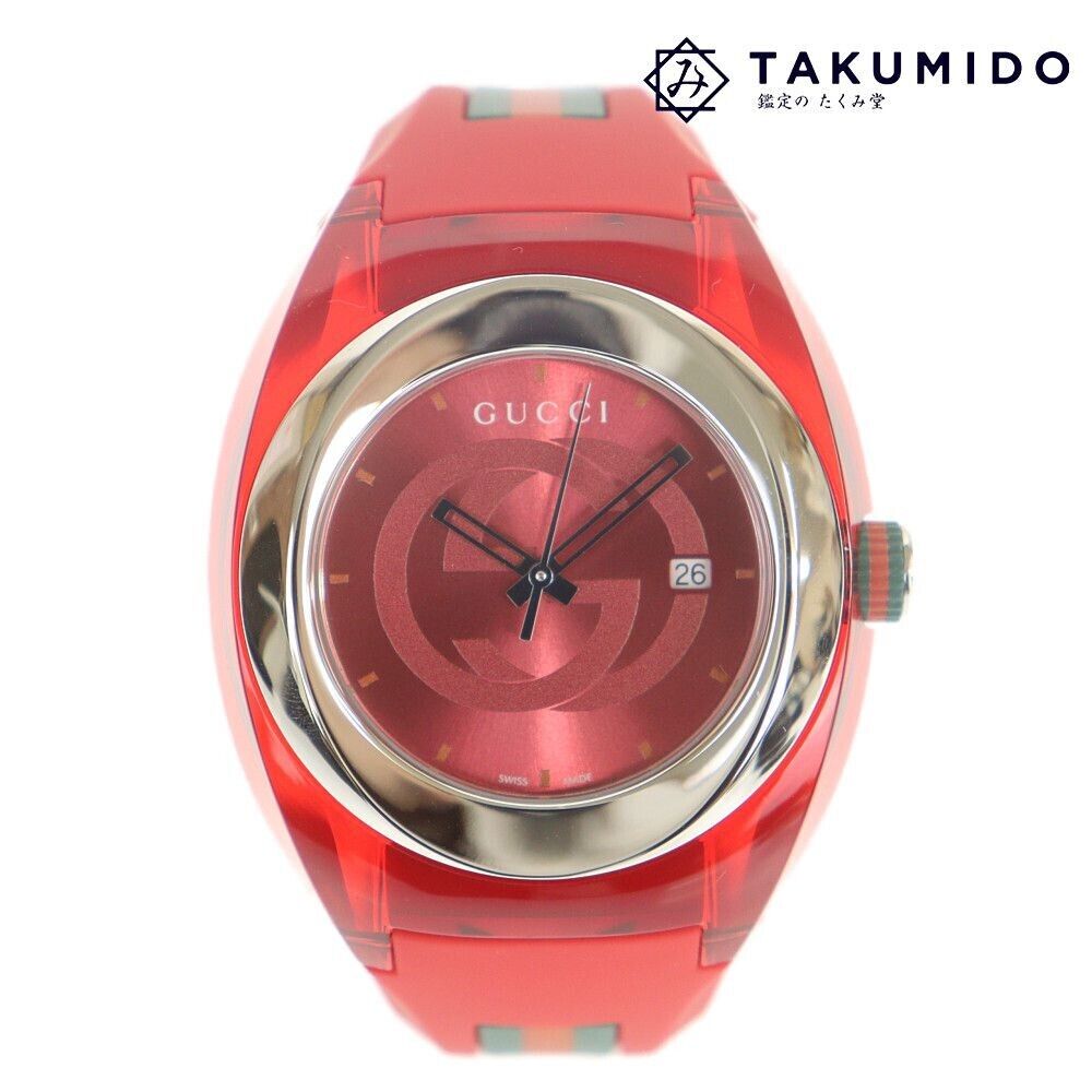 Gucci 137.1 Sync Quartz Men's Watch Red Dial Analog Round Gucci 137.1 Sync Quartz Men's Watch Red Dial Analog Round
