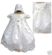 BABY GIRL  TODDLER CHRISTENING BAPTISM DRESS GOWN 01234 NEW BORN TO 30 M WHITE