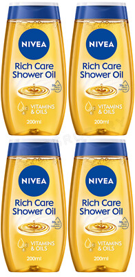 4 NIVEA RICH CARE Natural Pampering Shower Oil For Dry Skin 200ml 6.7 fl. oz