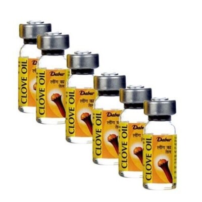 6 pk X Dabur Clove Lavang Laung Oil- Chronic Toothache Ayurvedic Herbal 2ML F/S