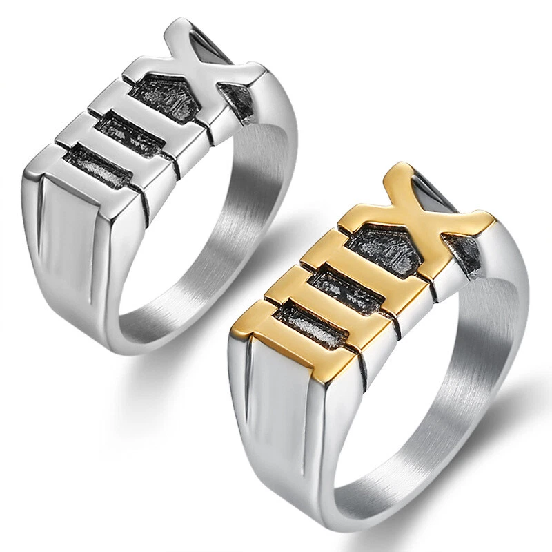 Mens roman numeral ring store