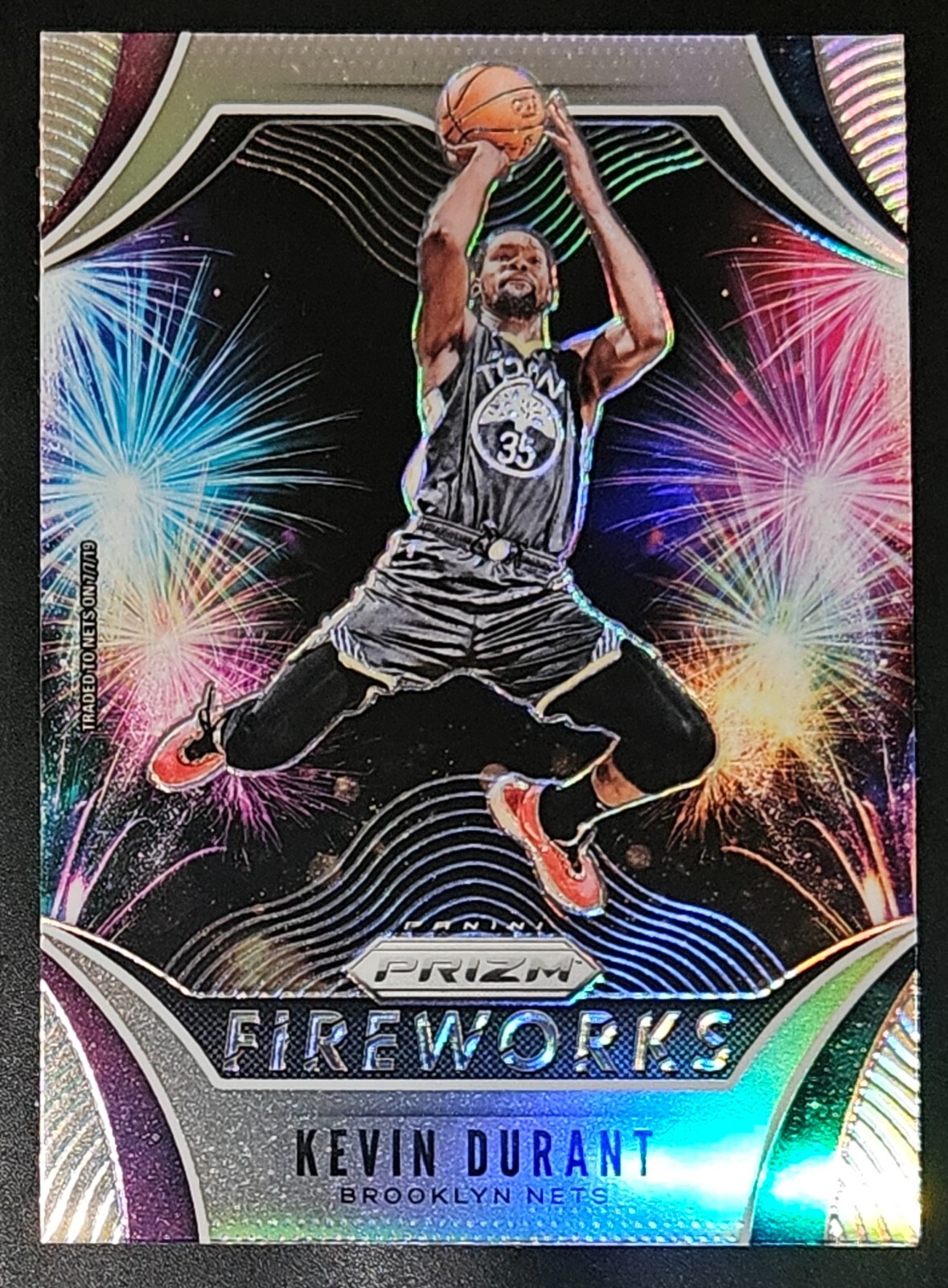 Kevin Durant 2019-20 Panini Prizm FIREWORKS SILVER PRIZM Insert Card (no.1)