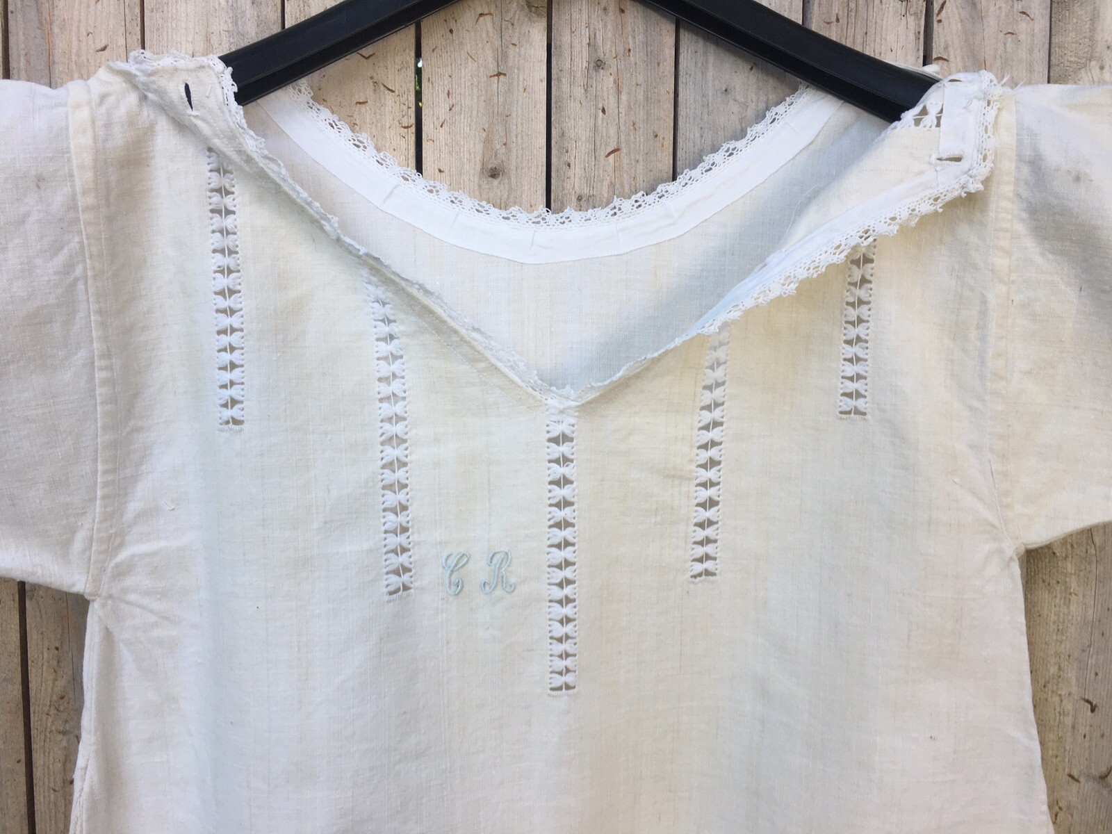 New Vintage Linen Hemp Lace Embroidered French It… - image 7
