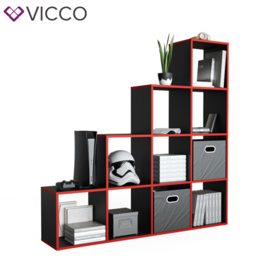 Étagère Escalier Vicco 10 Marches - Noir Et Rouge - 143x138x29 Cm - Neuf à Monter
