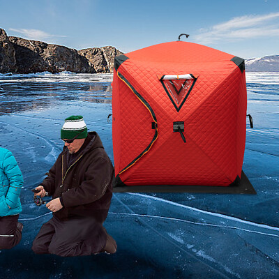 Pop-up 2-person Ice Shelter Fishing Tent Shanty Inside Oxford Fabric Portable
