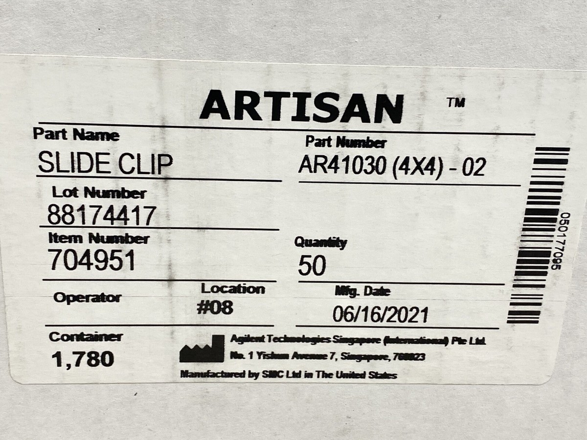 50) AGILENT Artisan Histological Slide Clips AR41030(4x4)-02 50) AGILENT Artisan Histological Slide Clips AR41030(4x4)-02