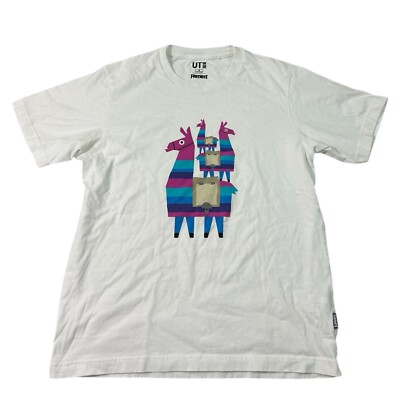 Uniqlo UT x Fortnite Llama Graphic Tee White 100% Cotton Short Sleeve M