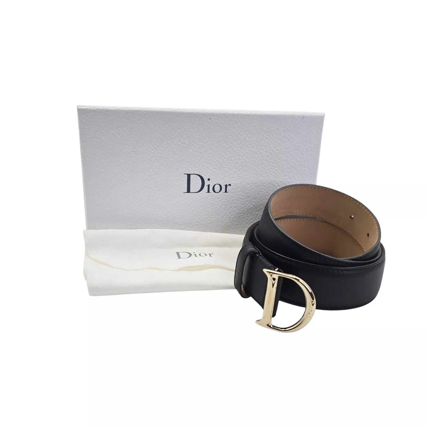 Ceinture cuir Christian Dior 34 mm boucle D taille 90/36