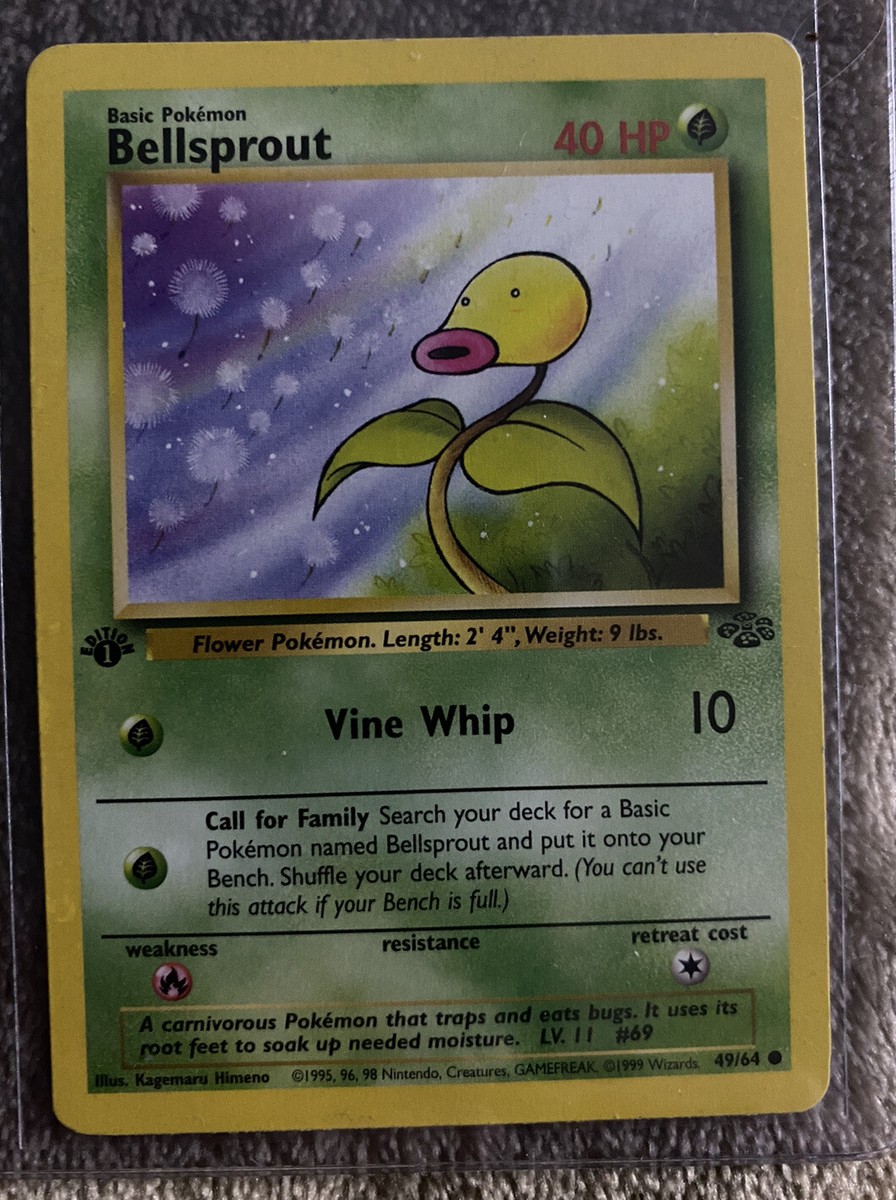 first edition bellsprout pokemon card Pokemon Cards: 1st Edition Jungle Common: Bellsprout 49/64