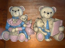 Vtg Set of 2 Homco Teddy Bear wall plaques 7604 Approx 7  Tall X 6  Wide Each