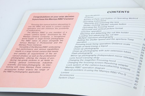 MAMIYA RB67 PRO S INSTRUCTIONS 62 page original - Picture 3 of 6