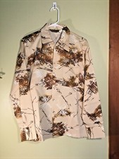 VTG 70  s Triumph Of California Tan Abstract Button Up Disco Shirt NOS