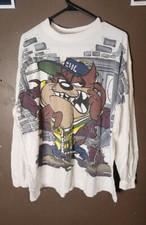 Vintage 1995 Warner Bros Looney Tunes Cool TAZ Longsleeve Shirt Size XL
