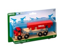 BRIO World Lumber Truck Interactive Red Toy with Magnetic Trailer and Logs