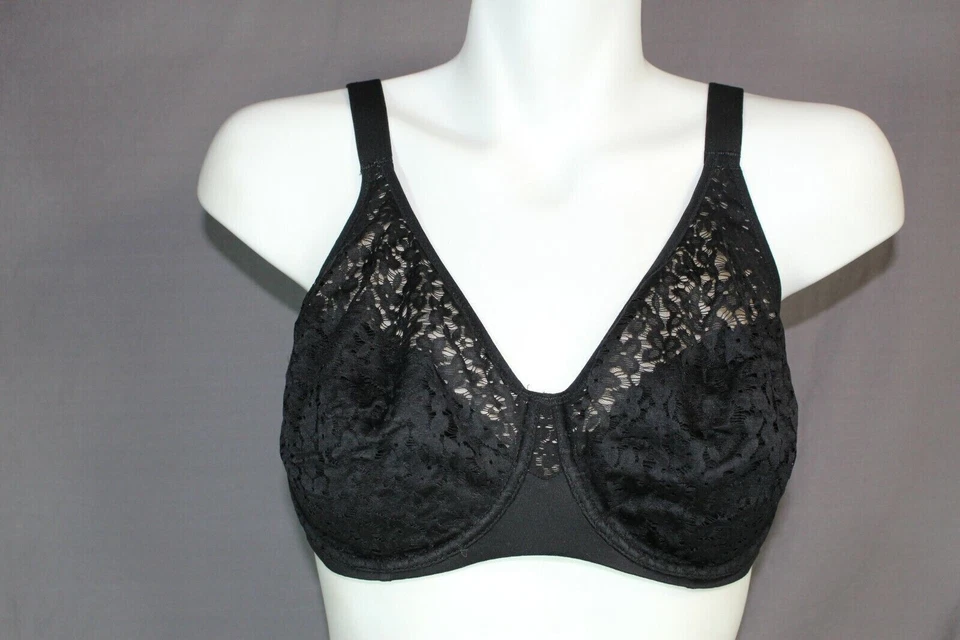 Sujetador Chantelle Group 13F1 con aros malla sin forro negro cobertura completa talla 36DDD Foto 3 de 4
