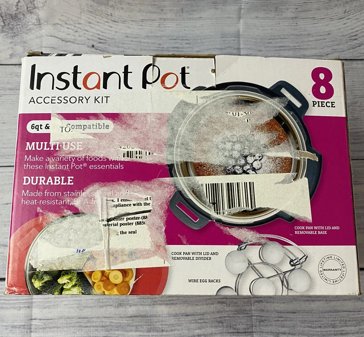 Instant Pot 8 Piece Multi Use Accessory Kit Red 6qt & 8qt Compatible New  Open