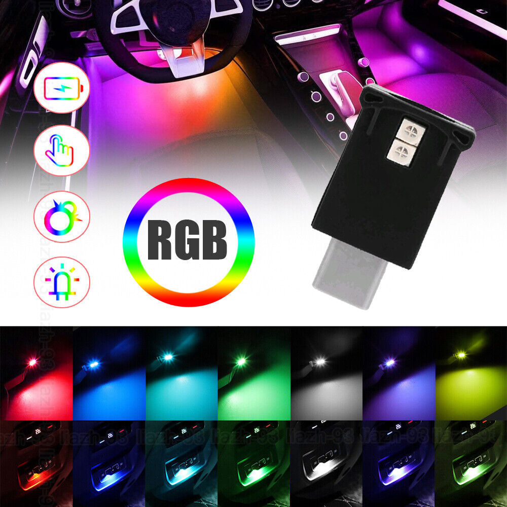 2Pcs RGB LED Car Interior Ambient Lights for Night Driving
