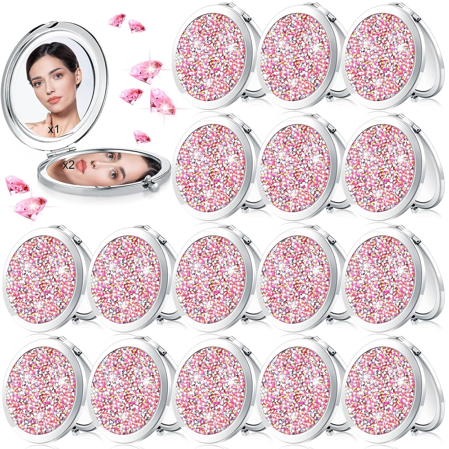 16 Pcs Compact Mirror for Purses Small Cosmetic Folding Pocket Bulk 2.75 Inch
