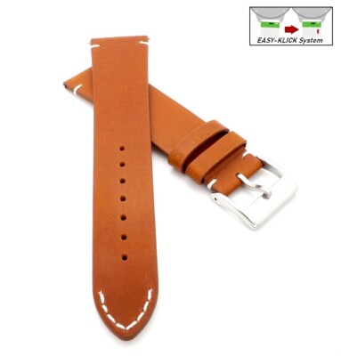 Easy-Klick Premium Sattelleder Uhrenarmband Modell Rugby cognac 20 mm