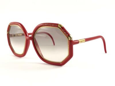 VINTAGE TED LAPIDUS VIBRANT RED & GOLD OVERSIZED 1970 FRANCE  display picture 1