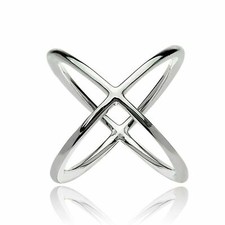 Superb 925 Sterling Silver Criss-Cross "X" Design Plain Band Ring Valentine Gift