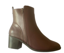 Evans Women Size 8 E Burgundy Wide Stylish Ankle Boots, 2.5" Block Heel, RRP £59