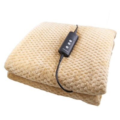 Nerz Beige Elektrische Heizdecke Weich Fleece Waben Waffel Überwurf Bezug