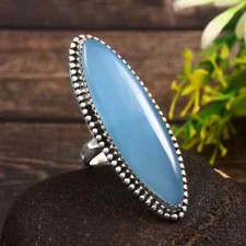 Genuine Chalcedony Gemstone Ring in 925 Sterling Silver-Perfect Statement Piece