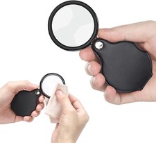 10X Small Magnifying Glass, 2 PCS Mini Pocket Magnifier Folding Magnify Glass wi