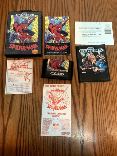 SPIDER-MAN 1991 SEGA GENESIS AUTHENTIC TESTED WORKING 100% CIB RARE MINT