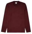 Sunspel Tee Shirt Mock Neck Long Sleeves. Thick Cotton Winter Bordeaux S 48 New