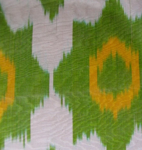 3.2 Yard HAND MADE UZBEK Natural SILK IKAT ADRAS FABRIC #5703** - Image 3 of 4